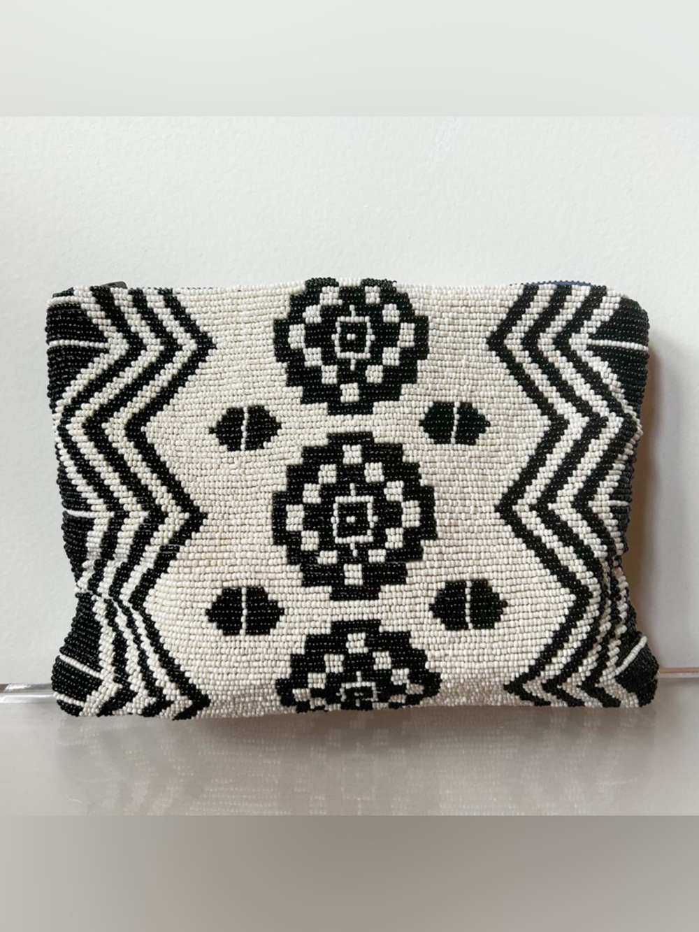 Jasper & Jeera Black & White Beaded Women's Clutch from Anthropologie
